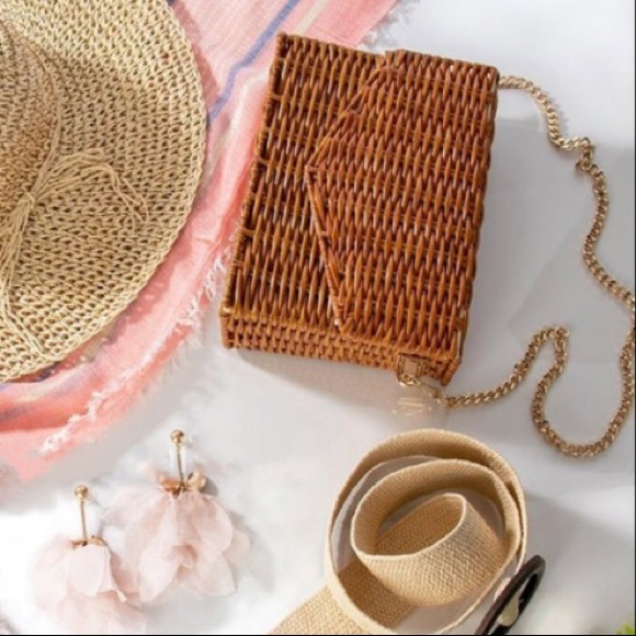 Last 1! Rectangle Rattan Basket Weave Bag - Picture 3 of 6